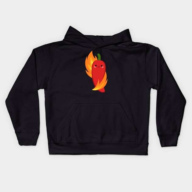 Red chili peppers and fire Kids Hoodie by petitspixels